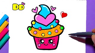 How to draw cute CUPCAKE kawaii | Cupcake Drawing step by step ❤  Drawing to Draw