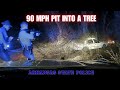 Driver PINNED in vehicle after slamming into tree - Arkansas State Police TVI / PIT Maneuver #chase