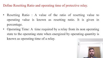 SGP Video short on define resetting ratio and operating time of protective relay in English