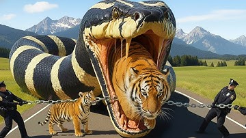 Brave heroes save poor Bengal tiger from terrifying attack of giant python🐯🐍