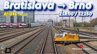 4K Cabview ► Bratislava ➝ Brno 🇨🇿 / ŽSR110 / SŽ250 / 388.225 / RegioJet RJ1046