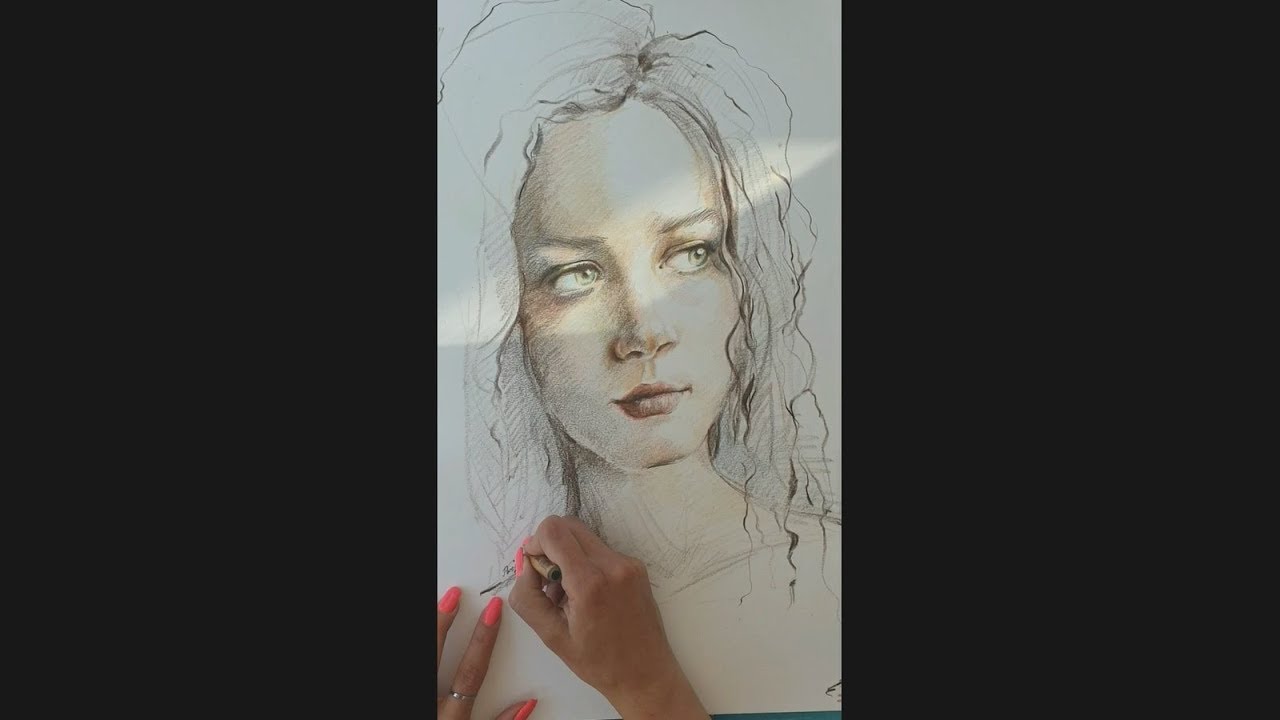 Portrait of a beautiful lady by color pencil || How to draw a pretty ...