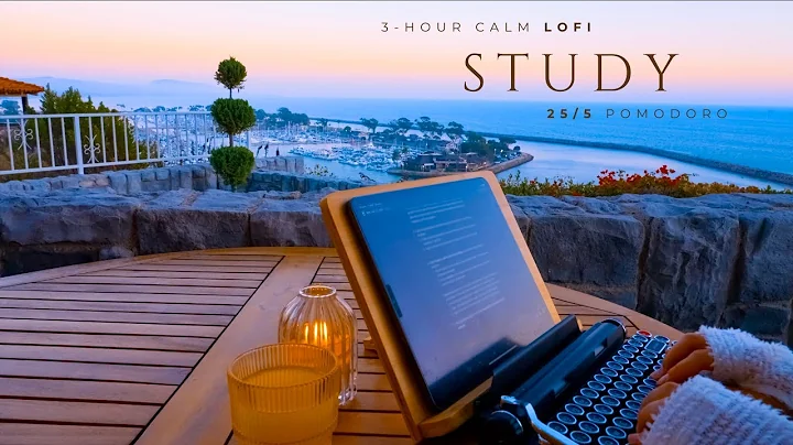3-Hour Study With Me 🌅 | Soothing Lofi, Focused 25/5 Pomodoro Sessions & Relaxing Sunset Vibes 🌊