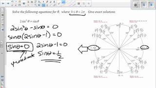 LG07 Lesson 4c   Solving a Second Degree Trigonometric Equation with unit circle