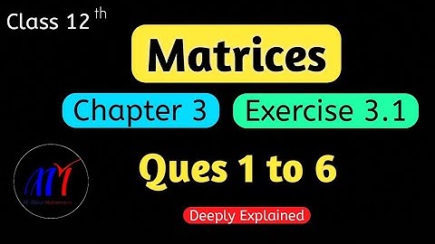 Chapter 3 Matrices Exercise 3.1 ( Ques 1 to 6 ) Class 12 Maths | NCERT Solutions