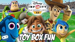 Disney Infinity 3.0 Pixar Toy Box Fun with Owen and Liam in one of our new Toy Box builds. We play some Toy Box Fun and check 