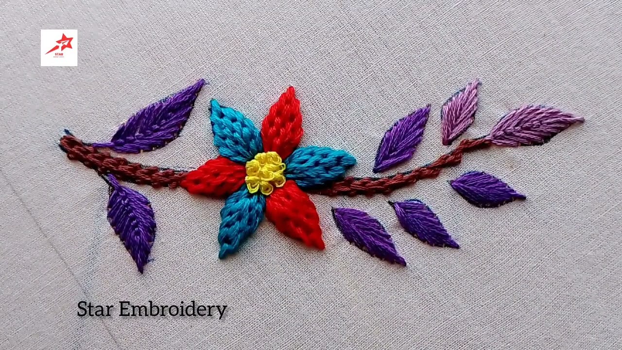 Beautiful Flower Embroidery Design. Embroidery design for Beginners.