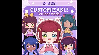 Customizable Live2d Vtuber Model - Premade Cute Chibi Girl Model for Streaming