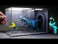 Diorama of realistic rainbow friends cyan in prison