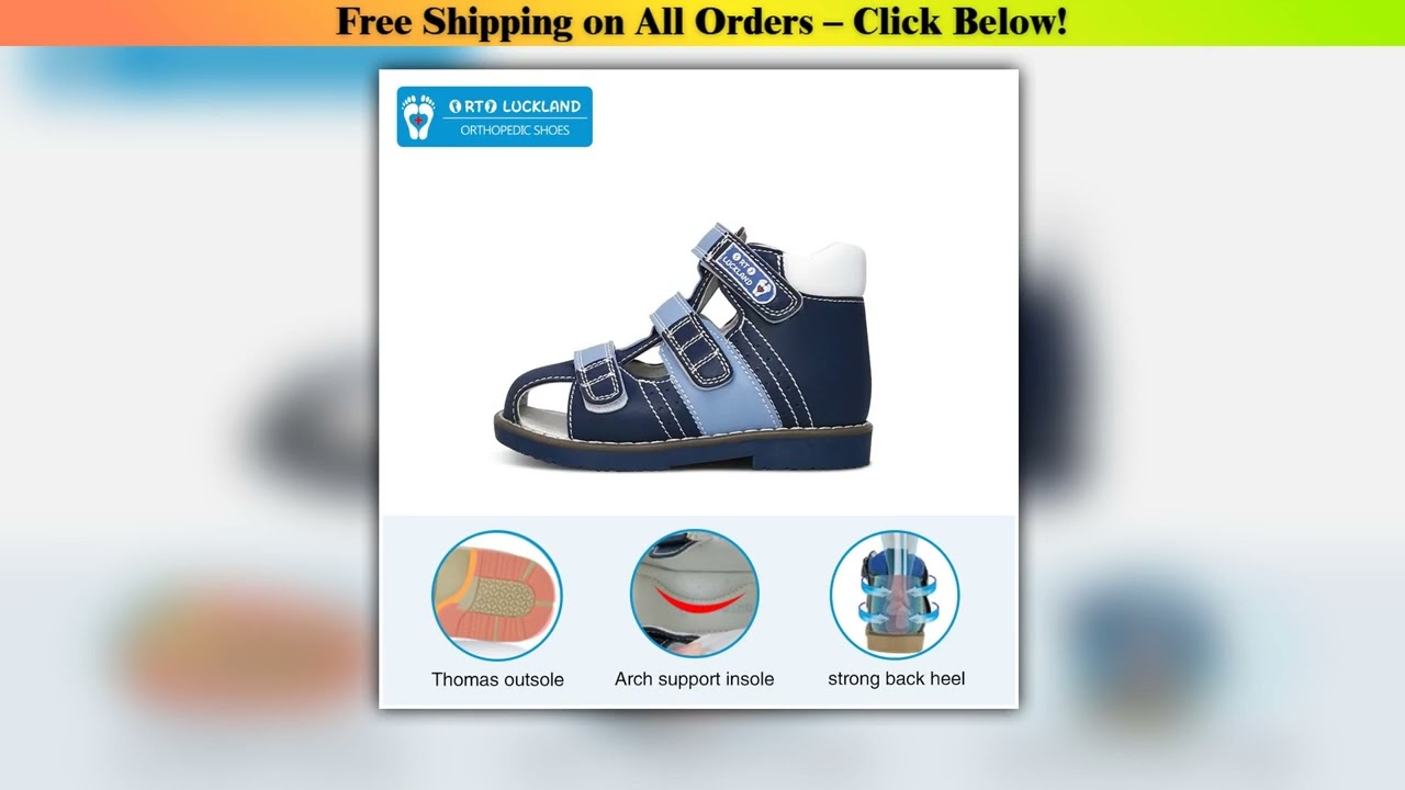 Ortoluckland Children Orthopedic Shoes For Kids Summer Closed Toe Boy Girl Leather Sandals Flat