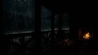 A Warm Cabin in the Forest with Rain and Firelight | Cozy Ambience for Restful Sleep