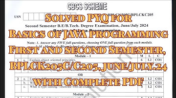 Basics of java programming solved pyq, bplck205c/c205, june/july.24, 22 scheme, with pdf