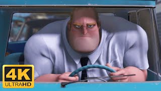 The Incredibles (2004) Mr Incredible Drives Home From Work Violet & Dash Fight (Remastered 4K 60FPS)