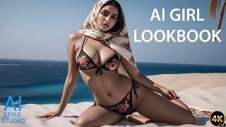 4K AI Art Lookbook Video of Arabian AI Girl ｜ Sensual girl with Desert Heat
