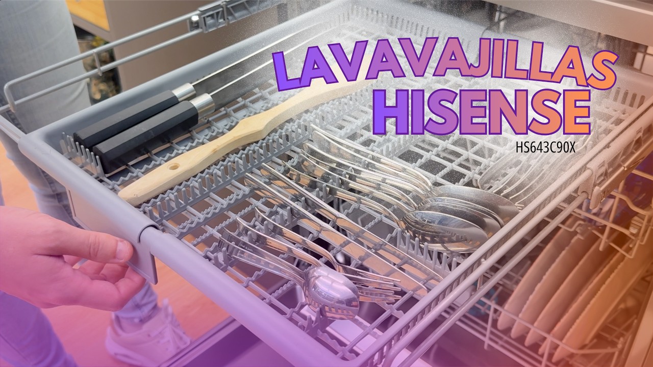 🍴 Hisense HS643C90X | Lavavajillas 16 cubiertos con tercera bandeja y apertura automática de puerta