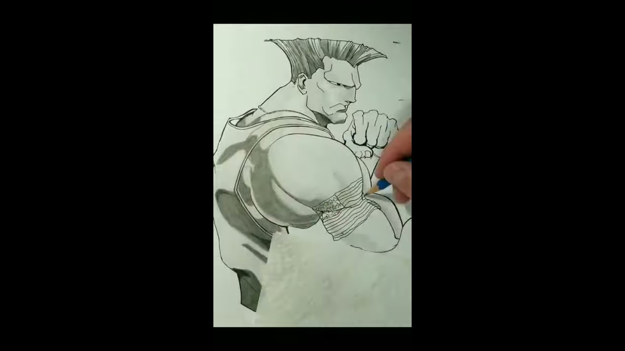 Guile Drawing - Dibujando a Guile from Street Fighter II - Drawing capcom character Guile #shorts
