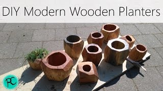 I make some faceted or geometric wooden planters as part of the flower decorations for a party. These are the bigger ones, made ...
