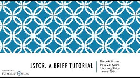 INFO 244 JSTOR Tutorial