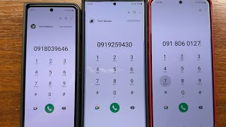 Samsung Galaxy Z Fold 4 vs Note 20 Ultra vs S20 Ultra Android 13 Outgoing Calls from Dialer Keypads