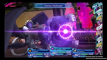 Beelzemon BM uses Corona Destroyer on the Queen of Hearts
