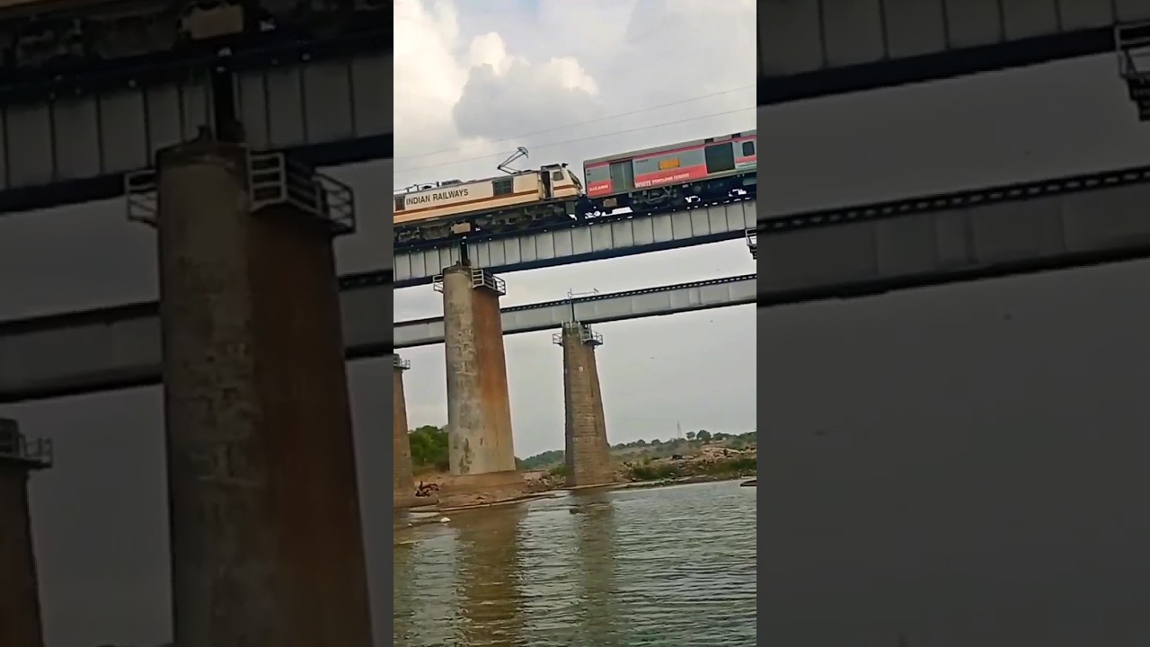 train passing over the river bridge.. 