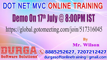DOT NET MVC Online Training by Mr. Wilson on 17th July @8:00PM IST