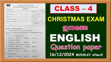CLASS 4 ENGLISH  CHRISTMAS EXAM (SECOND TERM EXAM) TODAY