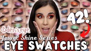 SWATCHING 42 EYESHADOWS ON MY EYES! 😫 Oden&#39;s Eye Jewel Shine Series Collection