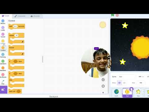 Creating solar system animation in Scratch.