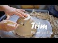 Trim and decorate clay plates and bowls on the pottery wheel full record satisfying asmr