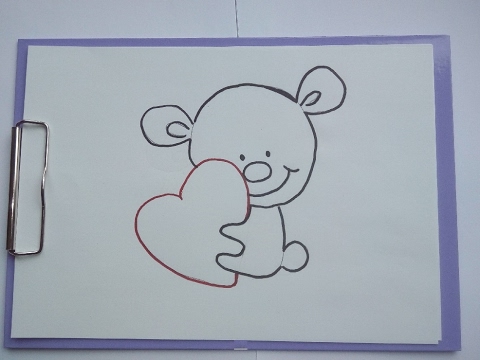 Рисуем медвежонка Тедди с сердечком. Простая идея для "Валентинки"