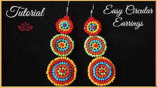 Circular Colorful Seed Bead Earrings Tutorial