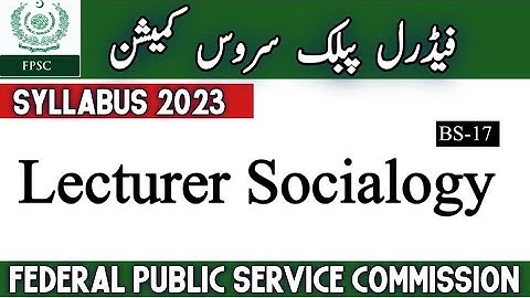 fpsc lecturer Socialogy syllabus |Lecturer Socialogy paper pattern | Lecturer Socialogy syllabus