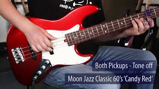 Moon Jazz Bass Classic Candy Red Live Demo - Bassfreaksnet