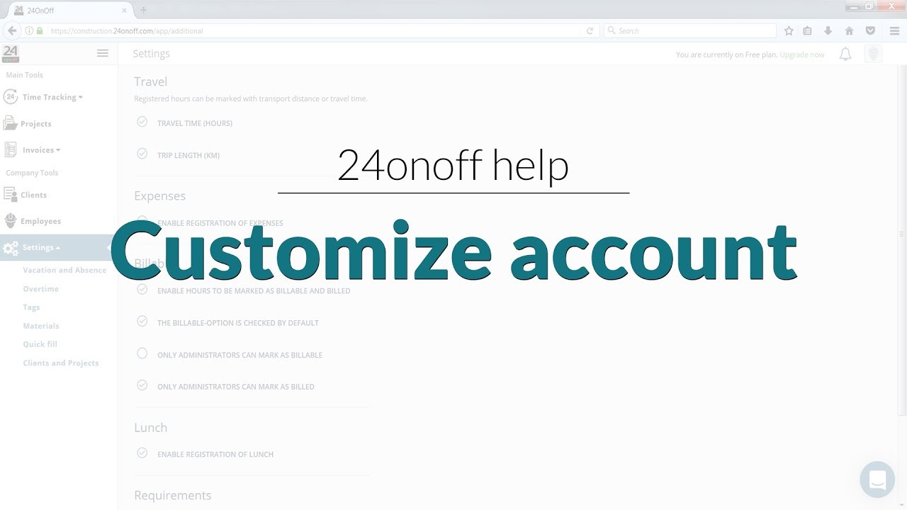 Customize account - 24onoff Help