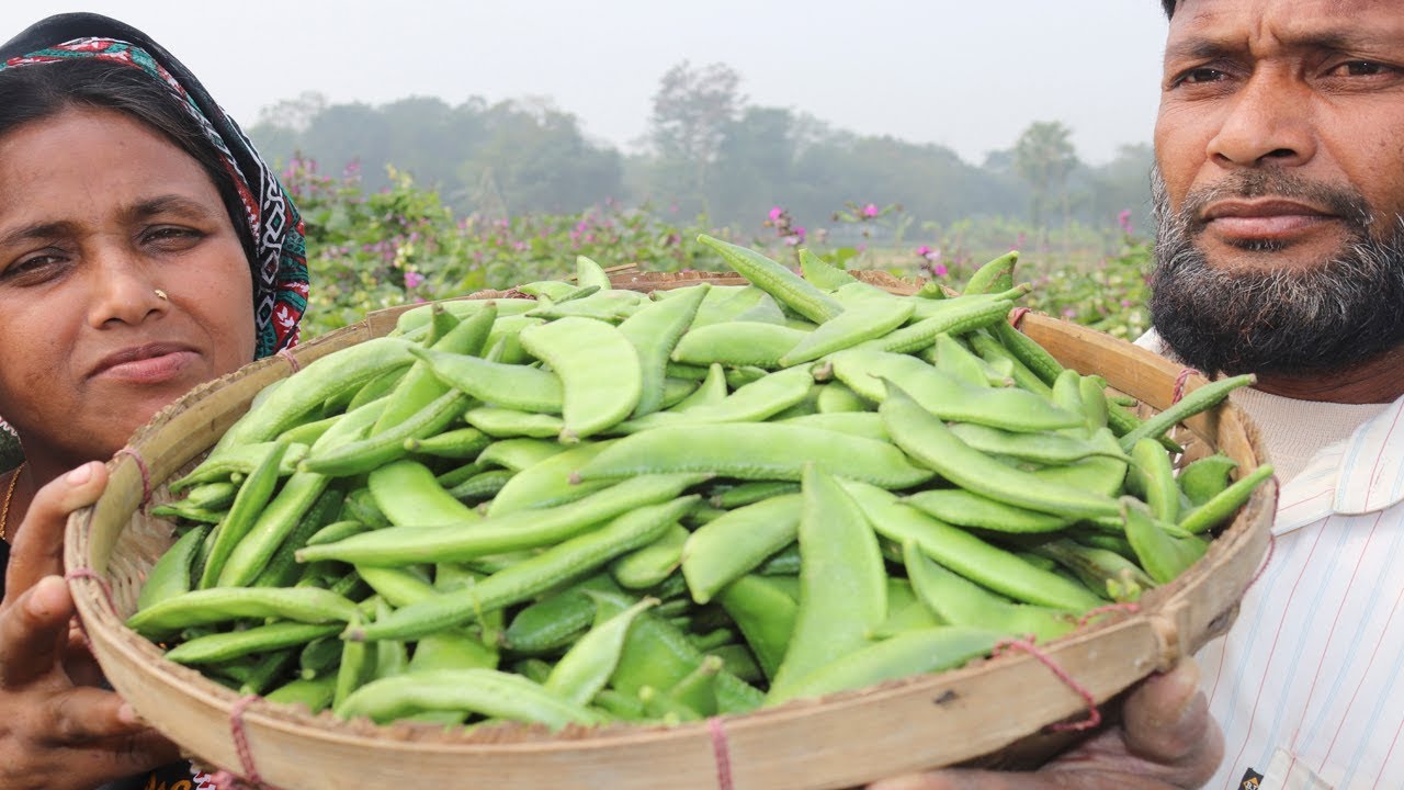 Village Food Farm Fresh Bean & Potato Paste Recipe Village Style Delicious Fresh Sim Alu Vorta