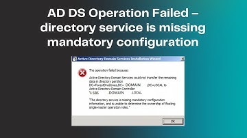 How to Fix - Directory service is missing mandatory configuration