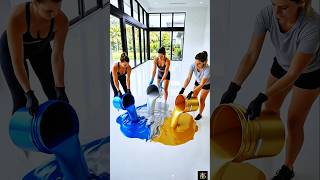 “3 Women Transform a Living Room Floor into Liquid Marble 😱✨”#shorts #interiordesign