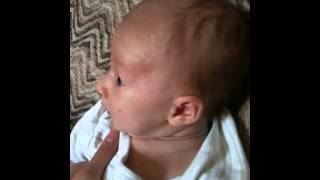 1 month old Charlie got hiccups! Newborn baby boy cute!