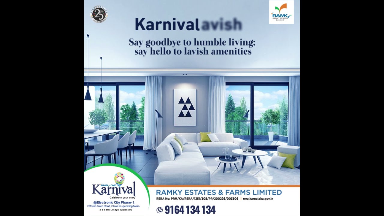 South Bangalore's Best Apartment Amenities at RamkyOne Karnival, Electronic City Phase 1