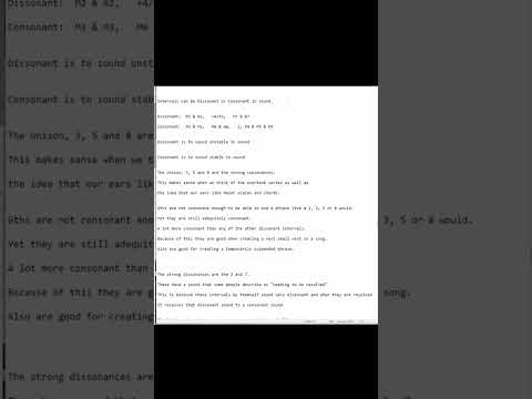 Dissonant and Consonant Intervals
