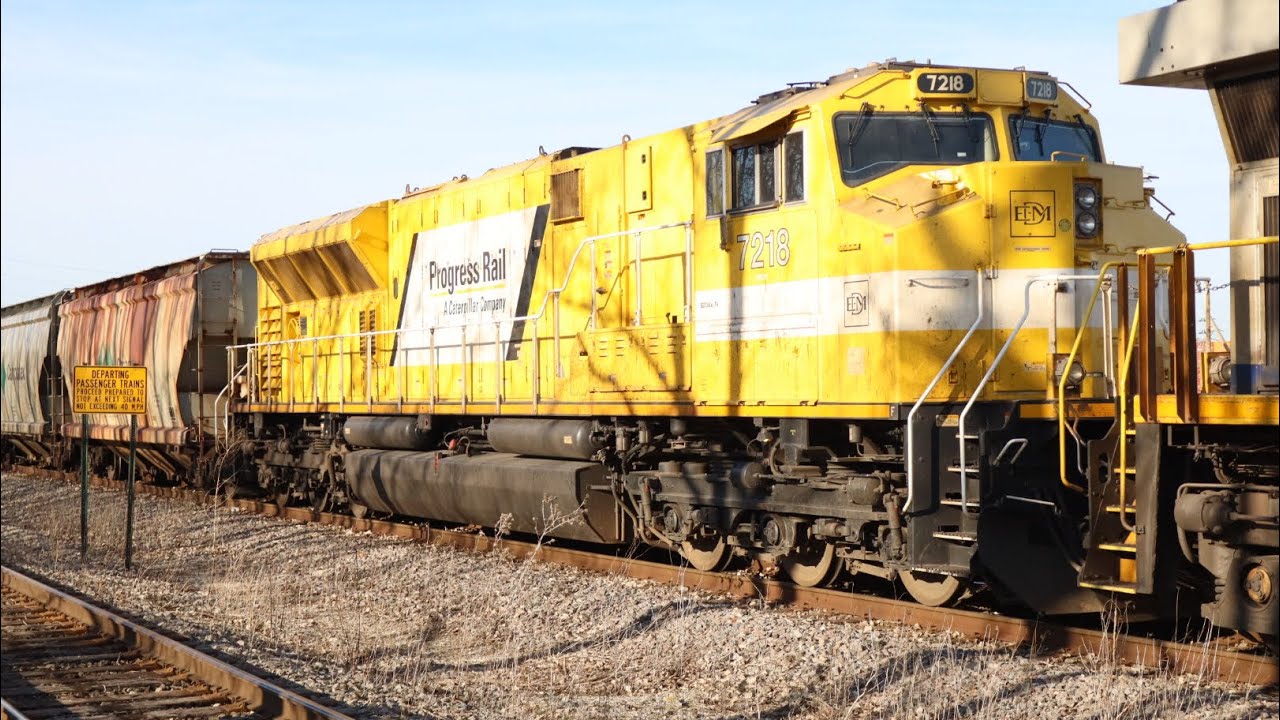 Progress Rail EMDX 7218 sd70ace trailing on a train with CN 3967