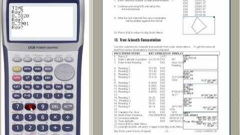 Casio fx9860G True Azimuth computation from Solar Observation