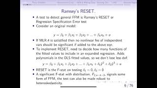 9.1a RESET as a general test for Functional form misspecification