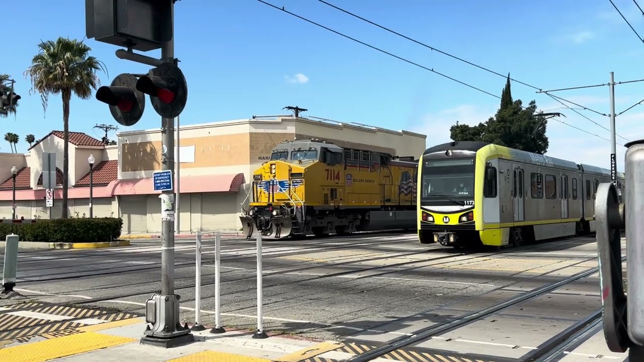 7114 UNION PACIFIC ROCK TRAIN IS PASSING BY AT FLORENCE AVENUE ON MARCH 16, 2024 AT 2:14PM! :)