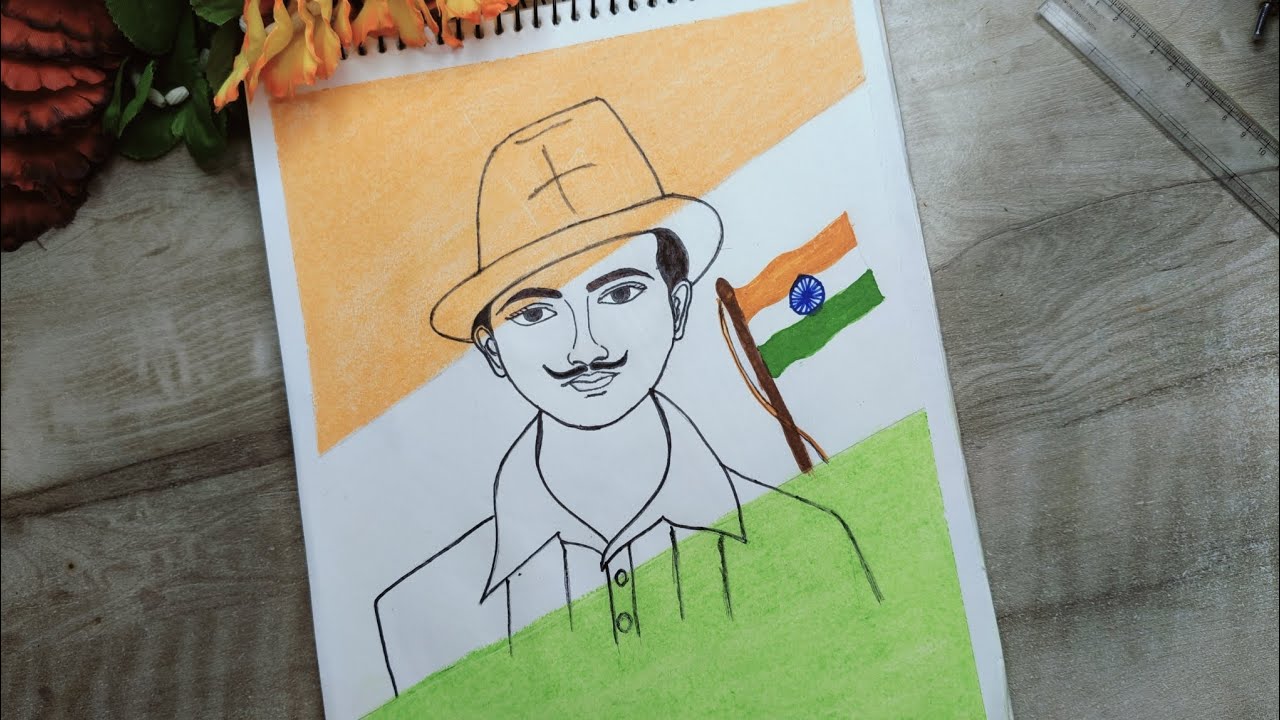 Shaheed Is Drawing shaheed bhagat singh drawing !!! Drawing of Freedom fighter - YouTube