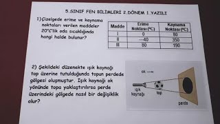 5 Sınıf Fen Bilimleri 2 Dönem 1 Yazılı Ilı Inav Inıf