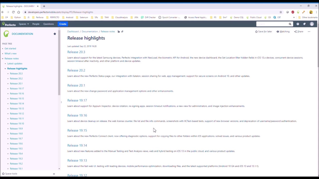 Stay informed about the latest Perfecto releases