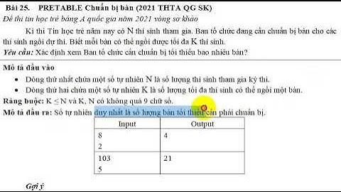 s pretable - Giải đề thi tin học trẻ bảng A toàn quốc năm 2021