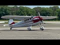 Cessna 195a n4328v taxiing and prop shutdown at brookhaven calabro airport